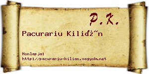 Pacurariu Kilián névjegykártya